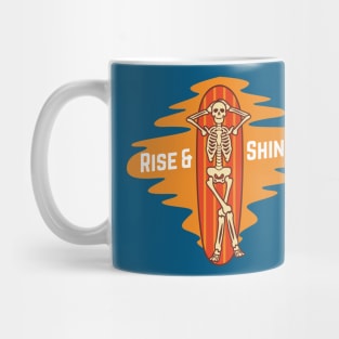 Rise And Shine Surfing Skeleton Mug